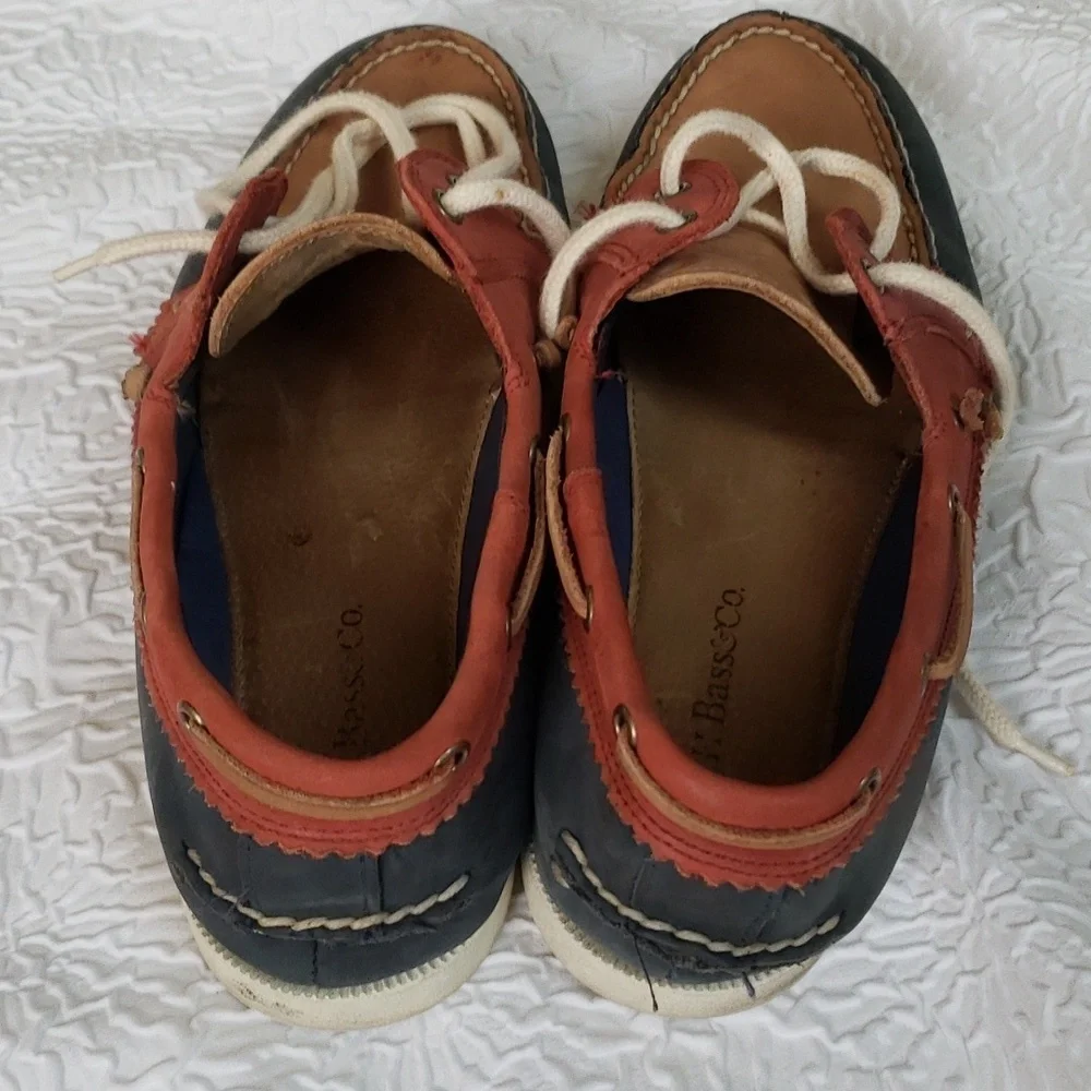 G.H. Bass & Co. Montauk Mens Charcoal/Rust/Tan Leather Boat Shoes, US 9.5 M